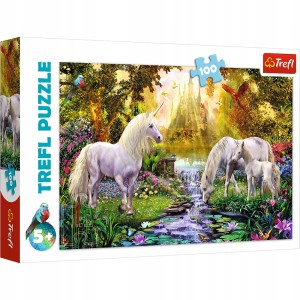 TREFL PUZZLE 100 el. JEDNOROŻCE SEKRETNY OGRÓD