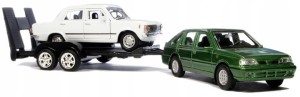 MODEL POLONEZ CARO + FIAT 125P + LAWETA WELLY 1:34