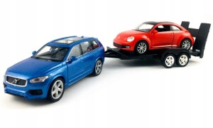 Welly model VOLVO XC90 + VW NEW BEETLE + LAWETA 1:34