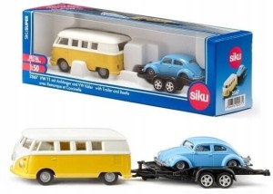 SIKU 2567 VW T1 + PRZYCZEPA Z VW BEETLE 1:50