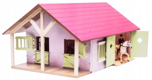 Kids Globe 610168 Drewniana stajnia dla koni 1:24
