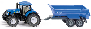 Siku 2004 Traktor New Holland z niebieską przyczepą Krampe 1:50