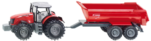 Siku 2002 Traktor Massey Ferguson 8690 z czerwoną przyczepą Krampe 1:50