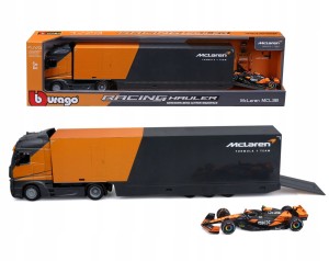 BBURAGO MERCEDES ACTROS CIĘŻARÓWKA Z NACZEPĄ + BOLID F1 MCL38 NORRIS 1:43